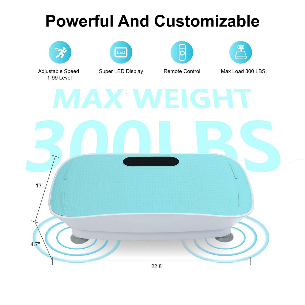 Silent Vibration Platform Crazy Fitness Massage 10-Frequency Weight Loss & Fat Burner Body Shaking Machine For Unisex Blue - Cool Brand Designs