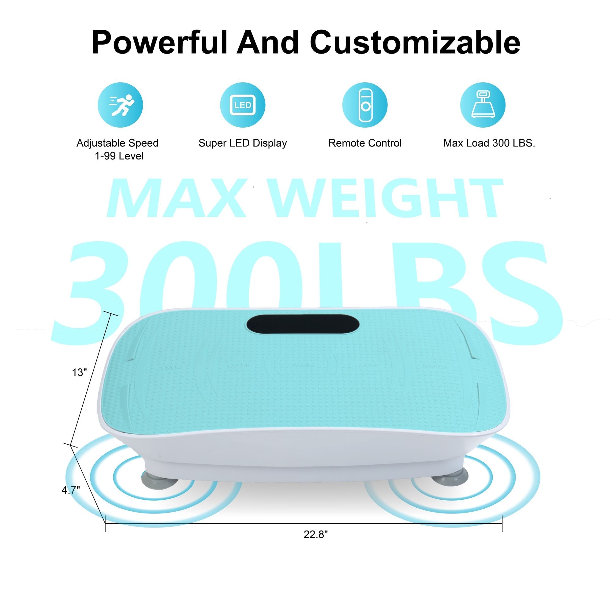 Silent Vibration Platform Crazy Fitness Massage 10-Frequency Weight Loss & Fat Burner Body Shaking Machine For Unisex Blue - Cool Brand Designs