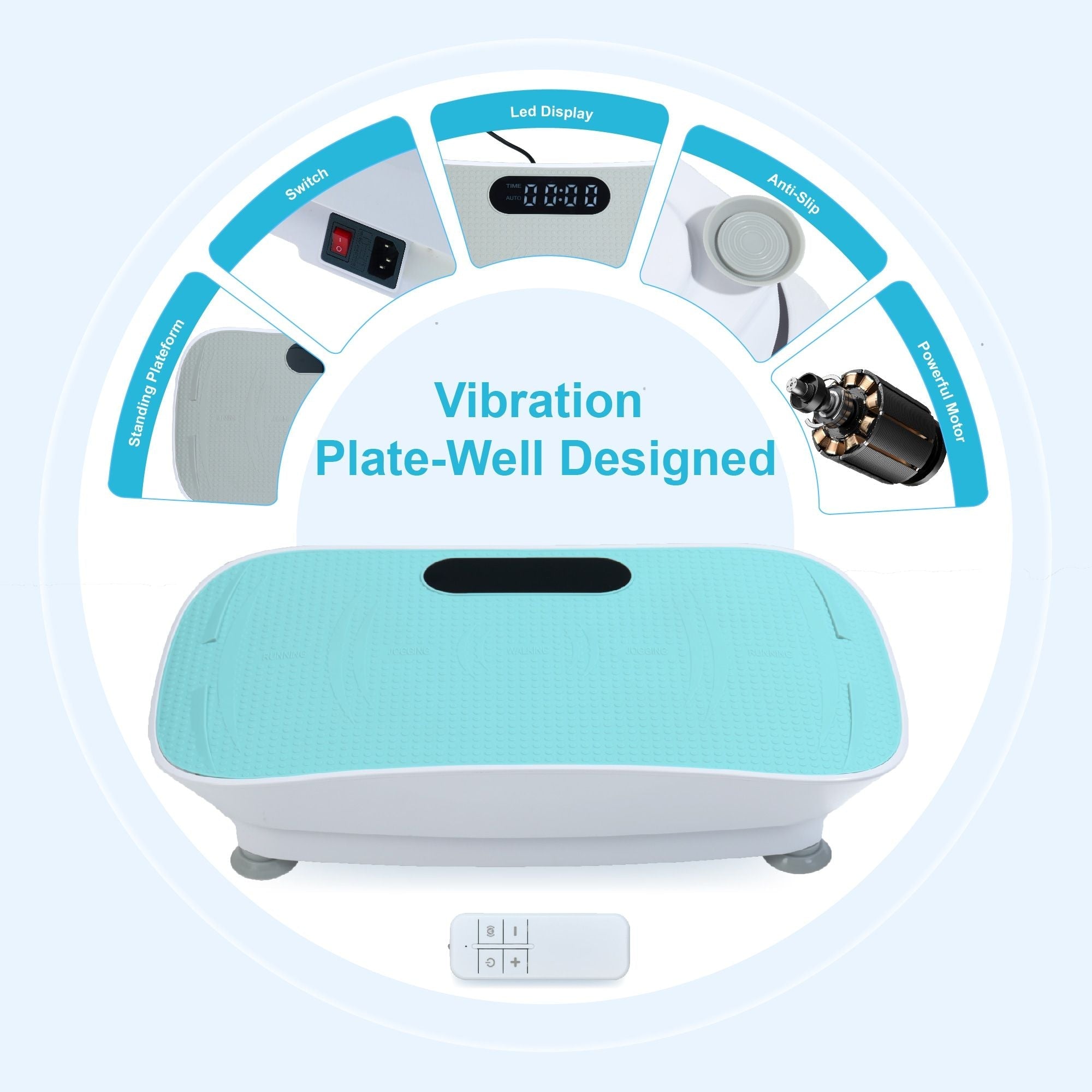 Silent Vibration Platform Crazy Fitness Massage 10-Frequency Weight Loss & Fat Burner Body Shaking Machine For Unisex Blue - Cool Brand Designs