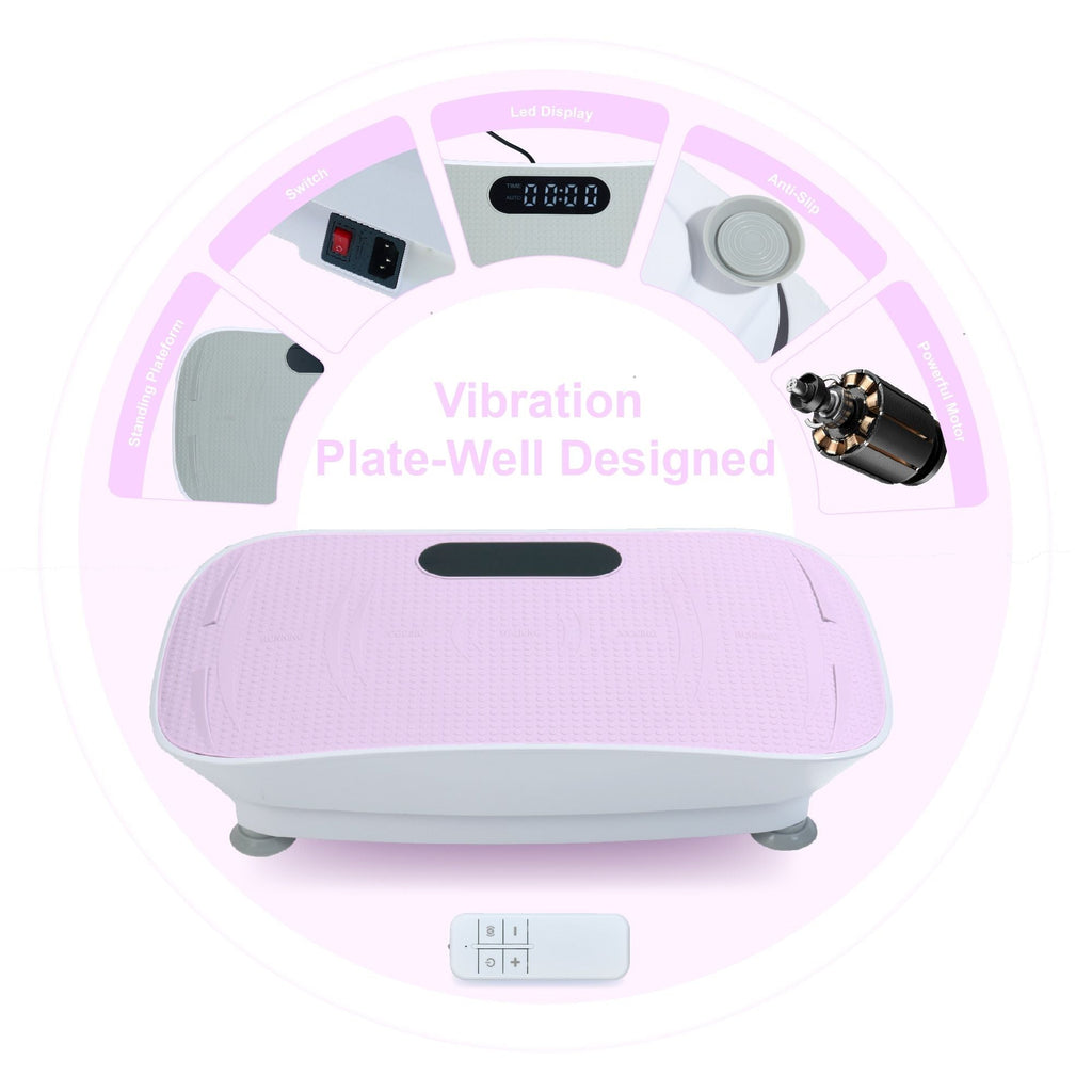 Silent Vibration Platform Crazy Fitness Massage 10-Frequency Weight Loss & Fat Burner Body Shaking Machine For Unisex Pink - Cool Brand Designs