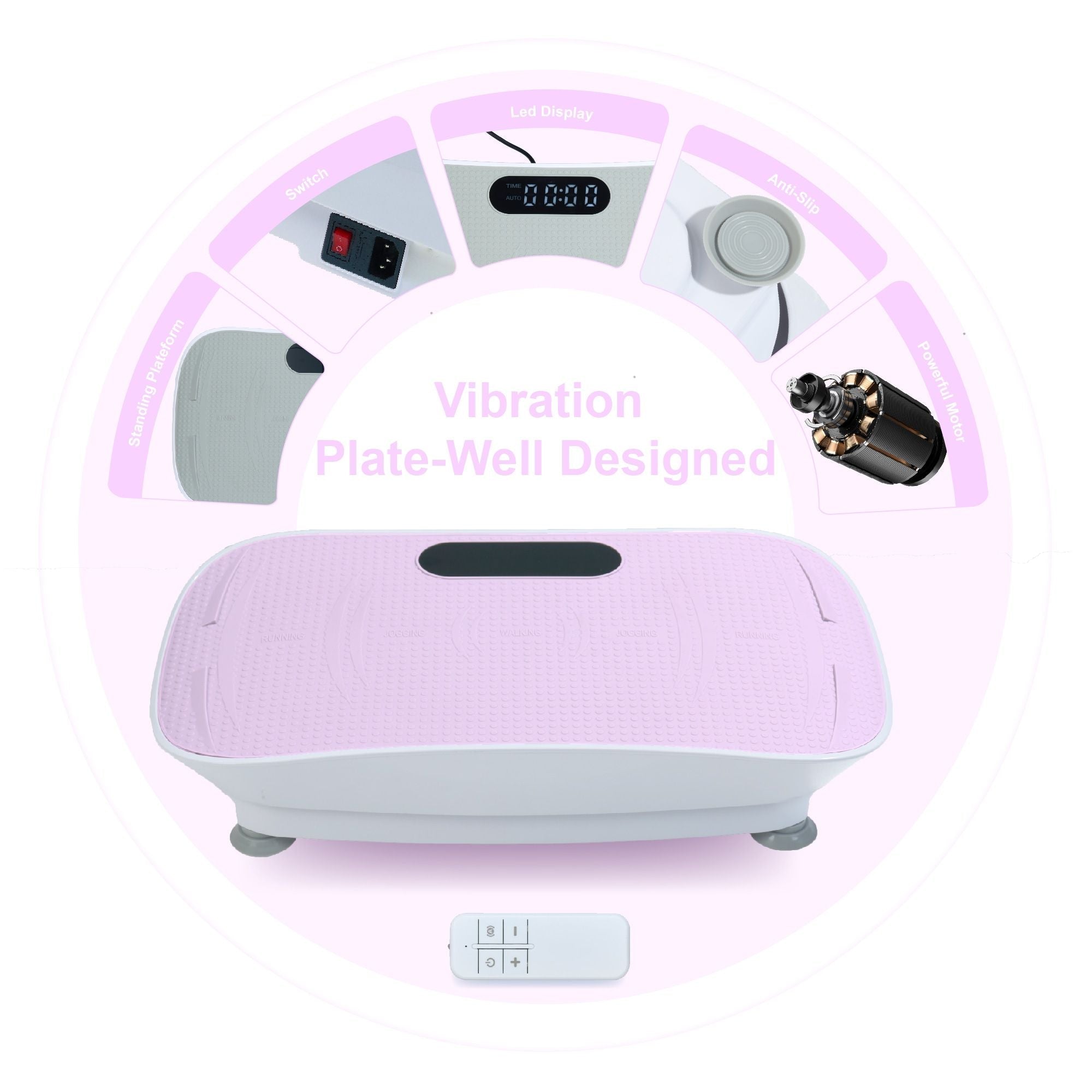 Silent Vibration Platform Crazy Fitness Massage 10-Frequency Weight Loss & Fat Burner Body Shaking Machine For Unisex Pink - Cool Brand Designs