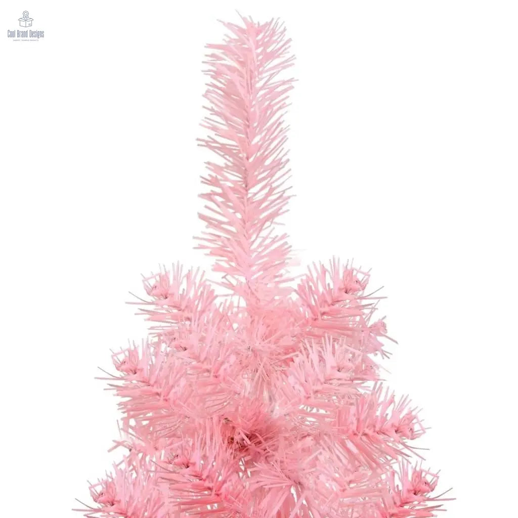 Slim Artificial Half Christmas Tree with Stand Pink 8 ft - Cool Brand Designs