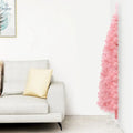 Slim Artificial Half Christmas Tree with Stand Pink 8 ft - Cool Brand Designs