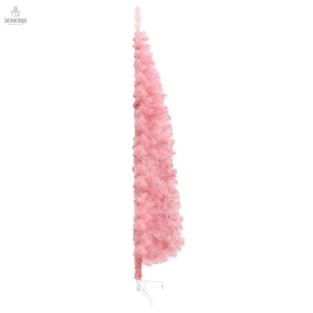 Slim Artificial Half Christmas Tree with Stand Pink 8 ft - Cool Brand Designs