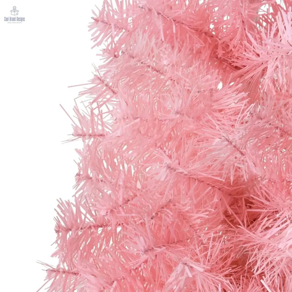 Slim Artificial Half Christmas Tree with Stand Pink 8 ft - Cool Brand Designs