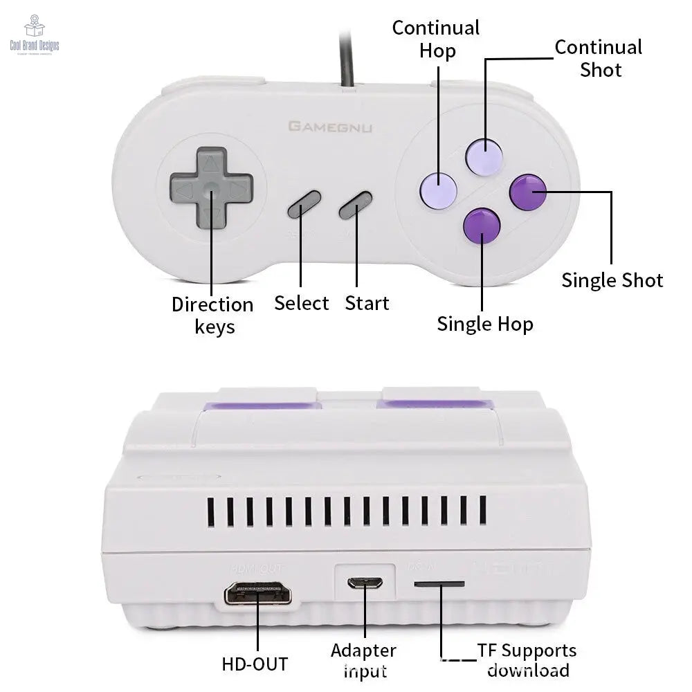 SNES HD TV Video Game Console Built - in 821 Games Dual Handheld Retro Wired Controller US plug - Cool Brand Designs