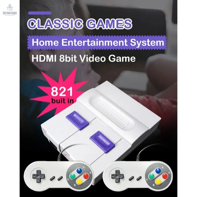 SNES HD TV Video Game Console Built - in 821 Games Dual Handheld Retro Wired Controller US plug - Cool Brand Designs