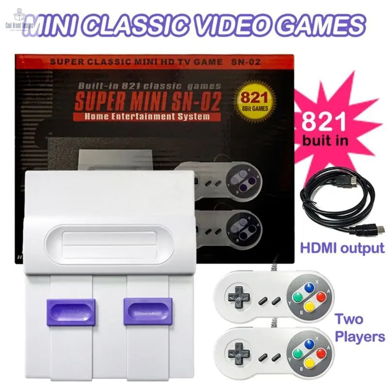 SNES HD TV Video Game Console Built - in 821 Games Dual Handheld Retro Wired Controller US plug - Cool Brand Designs