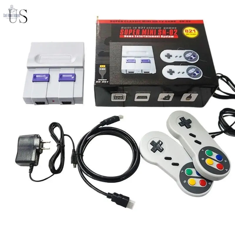 SNES HD TV Video Game Console Built - in 821 Games Dual Handheld Retro Wired Controller US plug - Cool Brand Designs