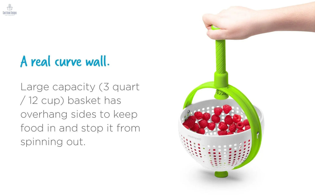 Spina | Easy-To-Use Salad Spinner | Non-Scratch, Nylon Spinning Colander | Lettuce Spinner | Colander with Collapsible Handle | Green - Cool Brand Designs