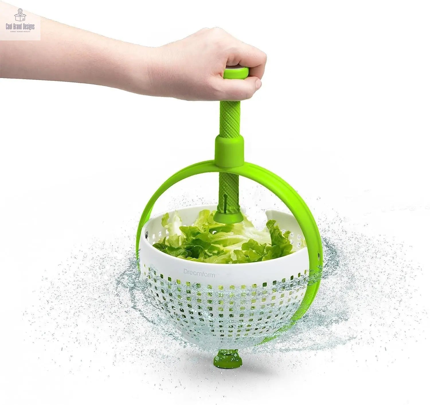Spina | Easy-To-Use Salad Spinner | Non-Scratch, Nylon Spinning Colander | Lettuce Spinner | Colander with Collapsible Handle | Green - Cool Brand Designs