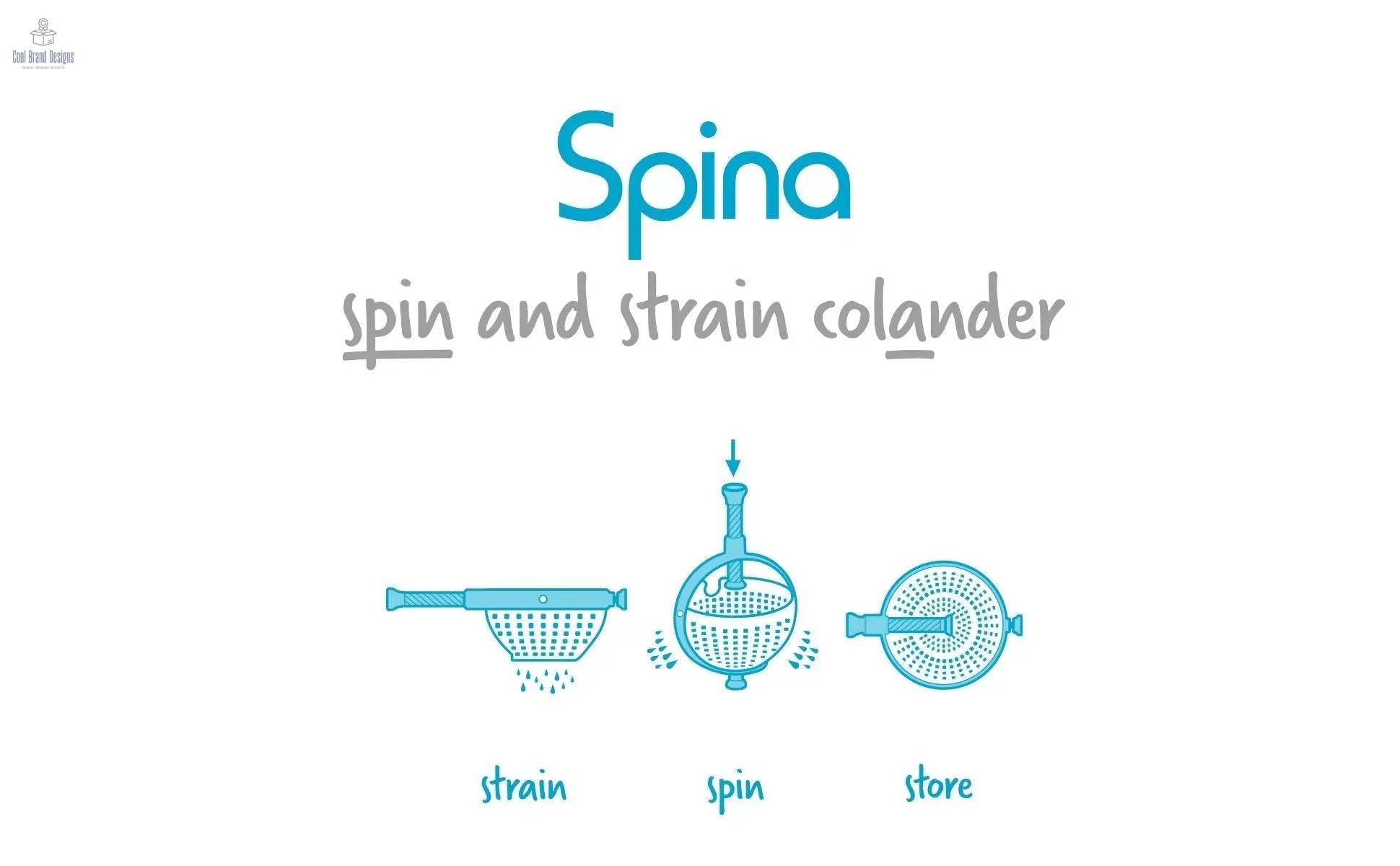 Spina | Easy-To-Use Salad Spinner | Non-Scratch, Nylon Spinning Colander | Lettuce Spinner | Colander with Collapsible Handle | Green - Cool Brand Designs