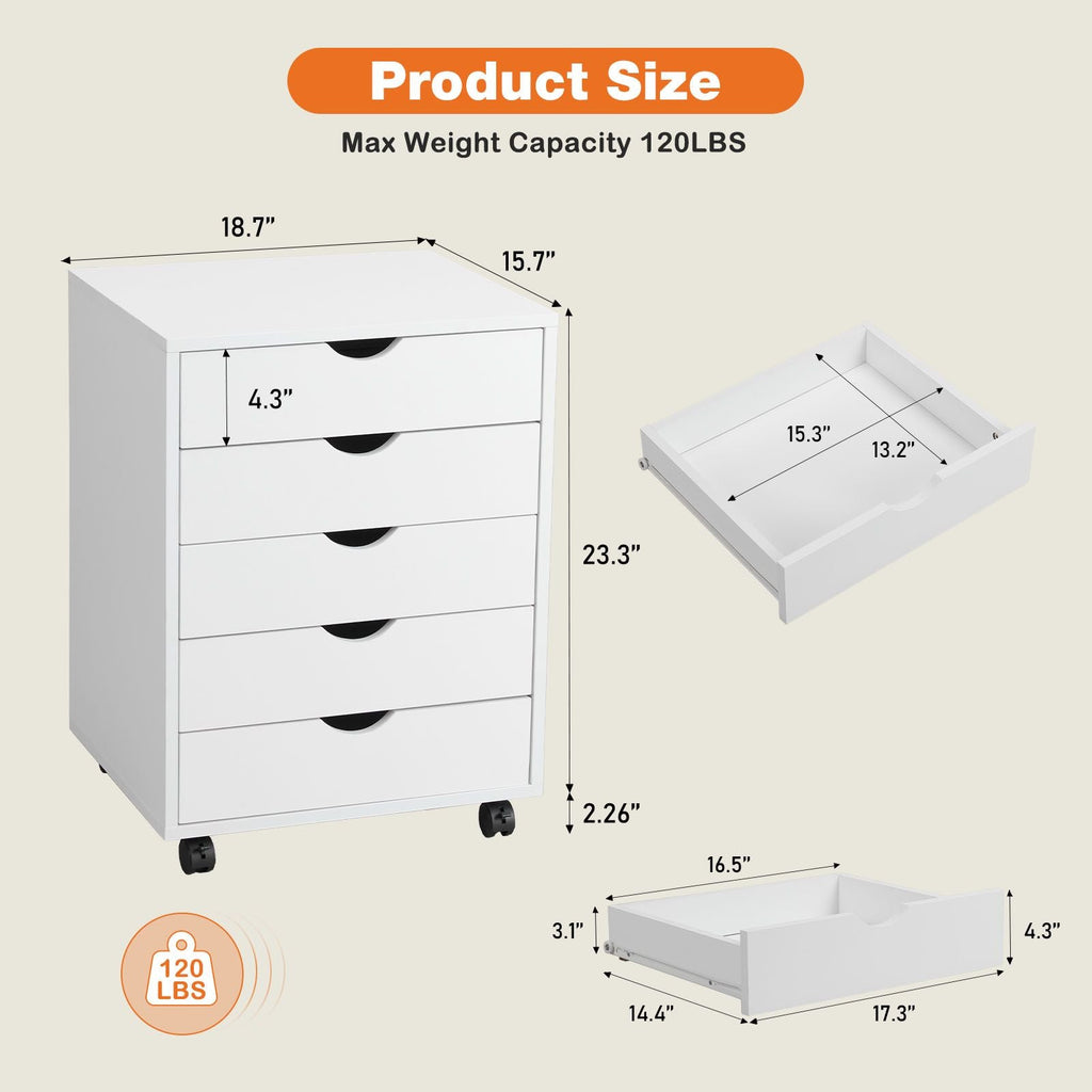 Storage Cabinet Dressers with Wheels Mobile Organizer Drawers for Office, Bedroom, Home - Cool Brand Designs