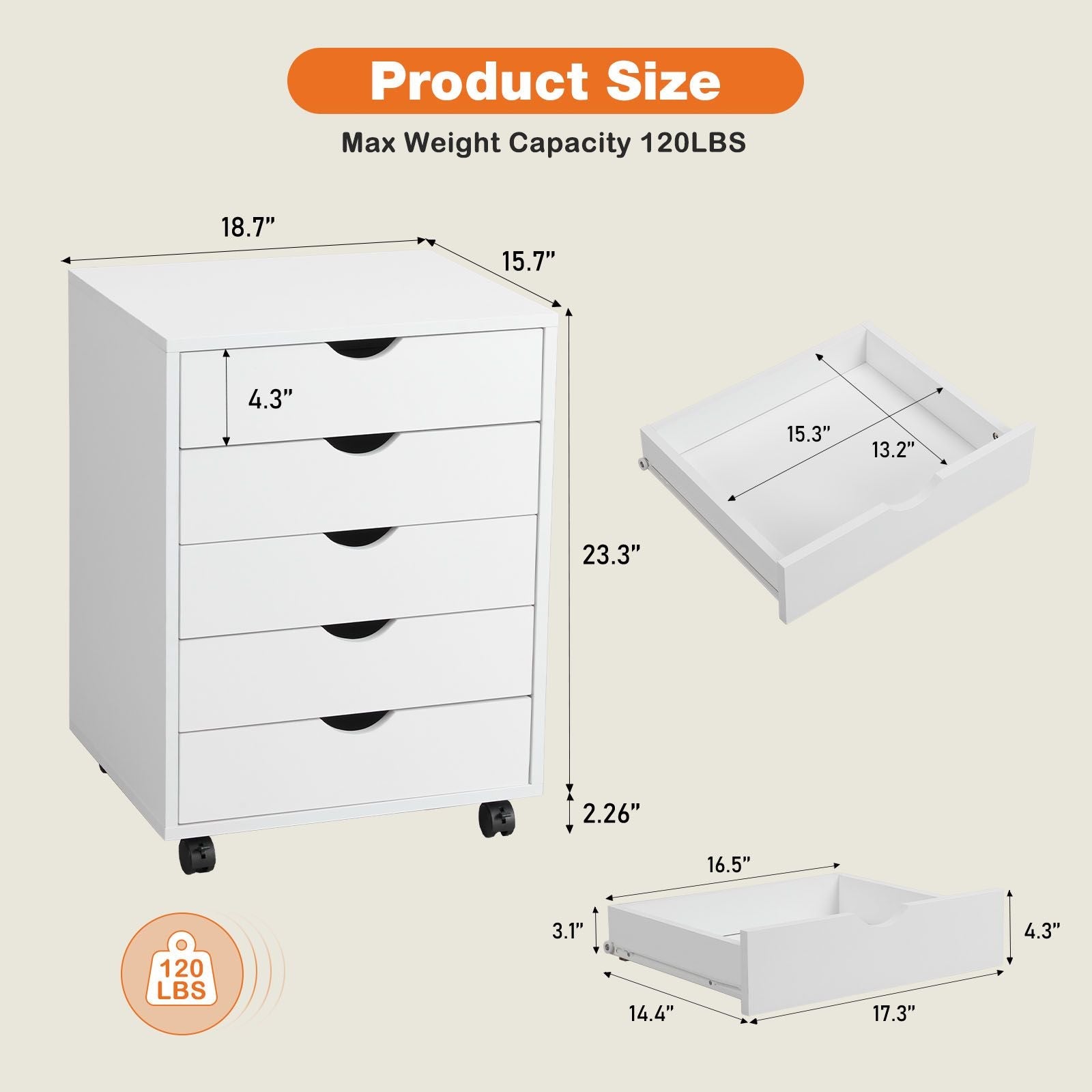 Storage Cabinet Dressers with Wheels Mobile Organizer Drawers for Office, Bedroom, Home - Cool Brand Designs