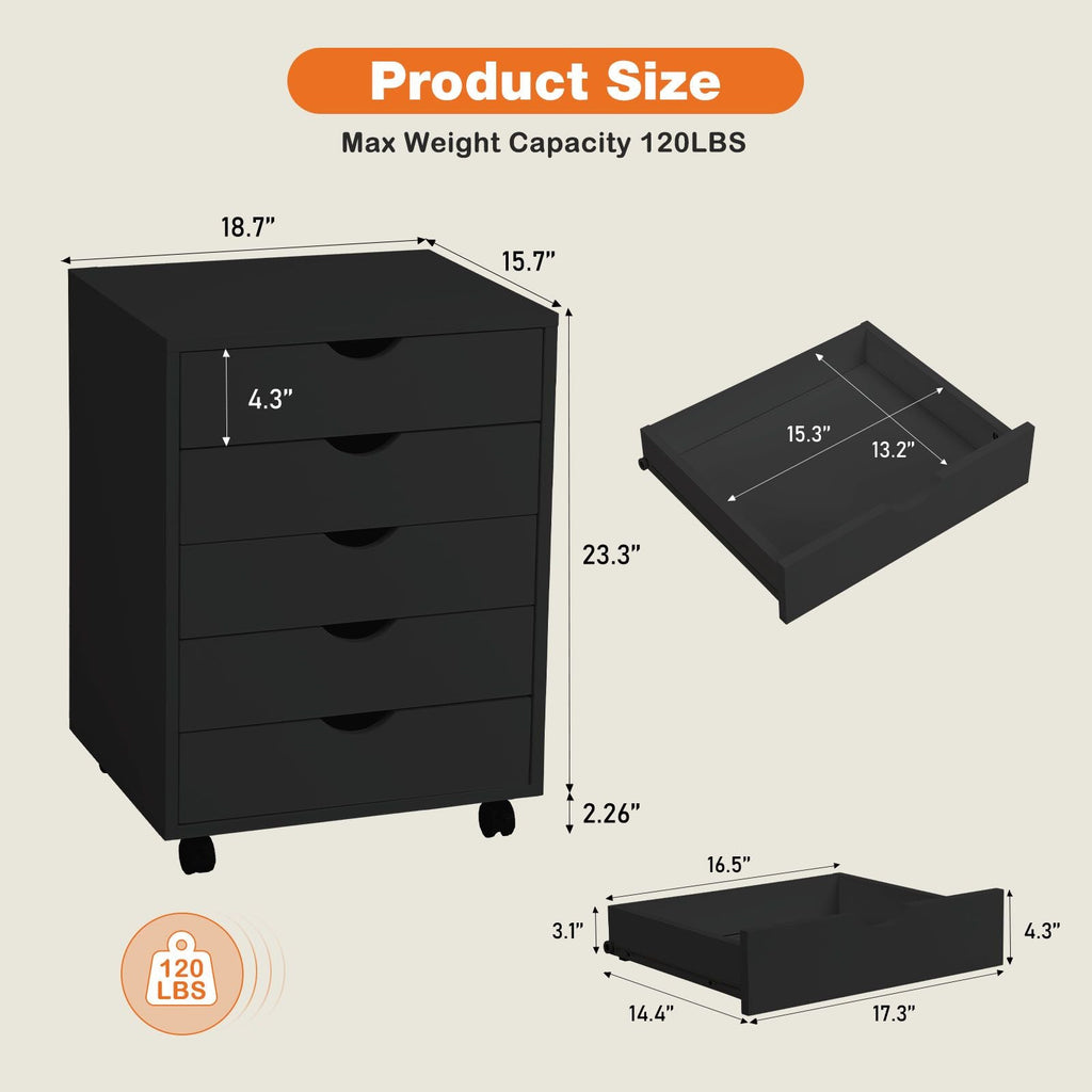 Storage Cabinet Dressers with Wheels Mobile Organizer Drawers for Office, Bedroom, Home - Cool Brand Designs