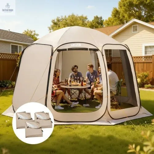 Sun Shade Sail Canopy Covers, Fit for 12 x 11 ft Screen House Tent, Sun Protection, 5.51 x 4.59 ft 300D Oxford Silver - Coated Fabric, Pack of 3 (Not Include Tent), for Outdoor Activities, Beige - Cool Brand Designs