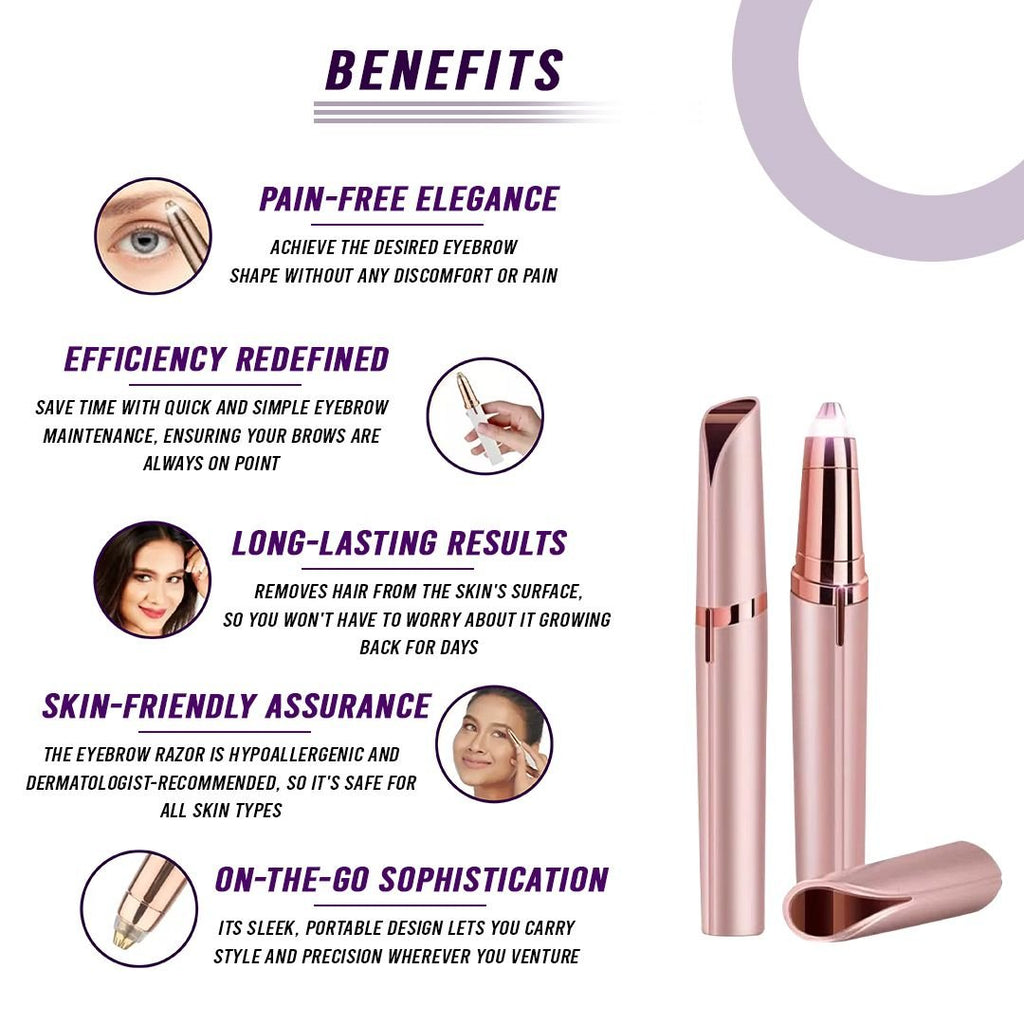 The Effortless Beauty Kit 3-in-1 Painless Facial Hair Remover, Precision Electric Eyebrow Trimmer & Rechargeable Heated Eyelash Curler Grooming Set for Smooth Skin and Long-Lasting Curled Lashes - Cool Brand Designs
