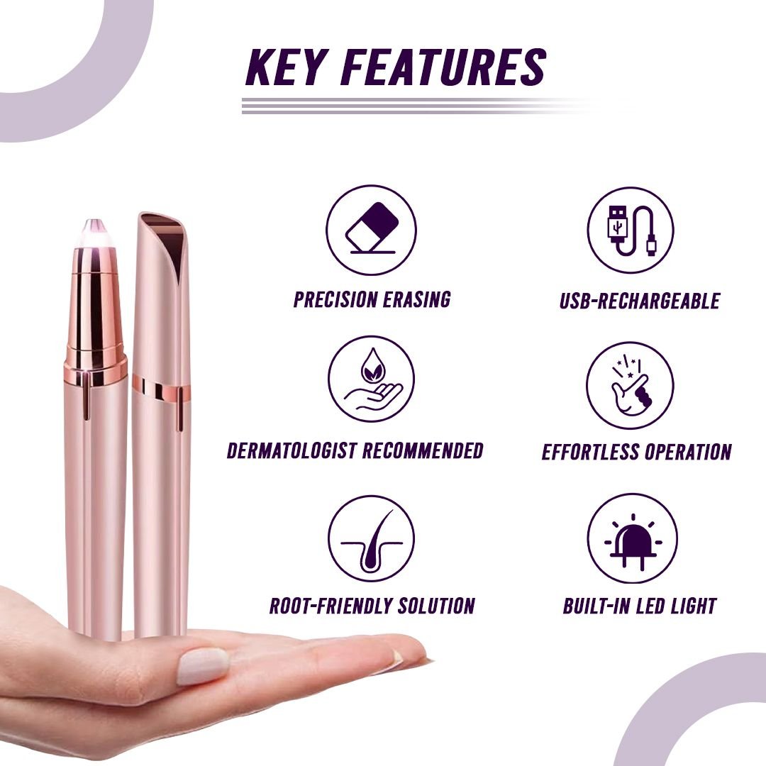 The Effortless Beauty Kit 3-in-1 Painless Facial Hair Remover, Precision Electric Eyebrow Trimmer & Rechargeable Heated Eyelash Curler Grooming Set for Smooth Skin and Long-Lasting Curled Lashes - Cool Brand Designs