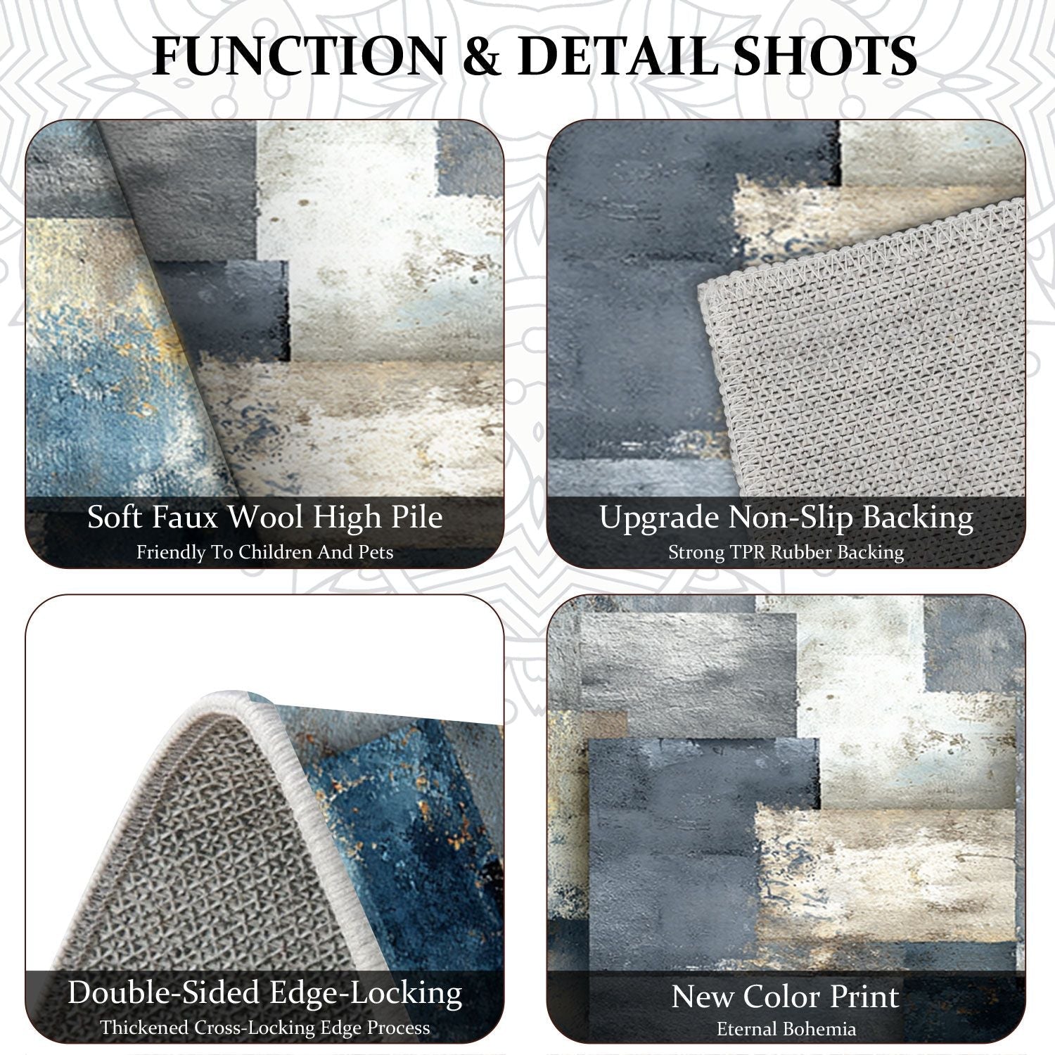 Three-piece kitchen rug set, non-slip and washable, abstract pattern kitchen hallway rug, soft and comfortable, suitable for sinks, floors, entrances, hallways and bathrooms. - Cool Brand Designs