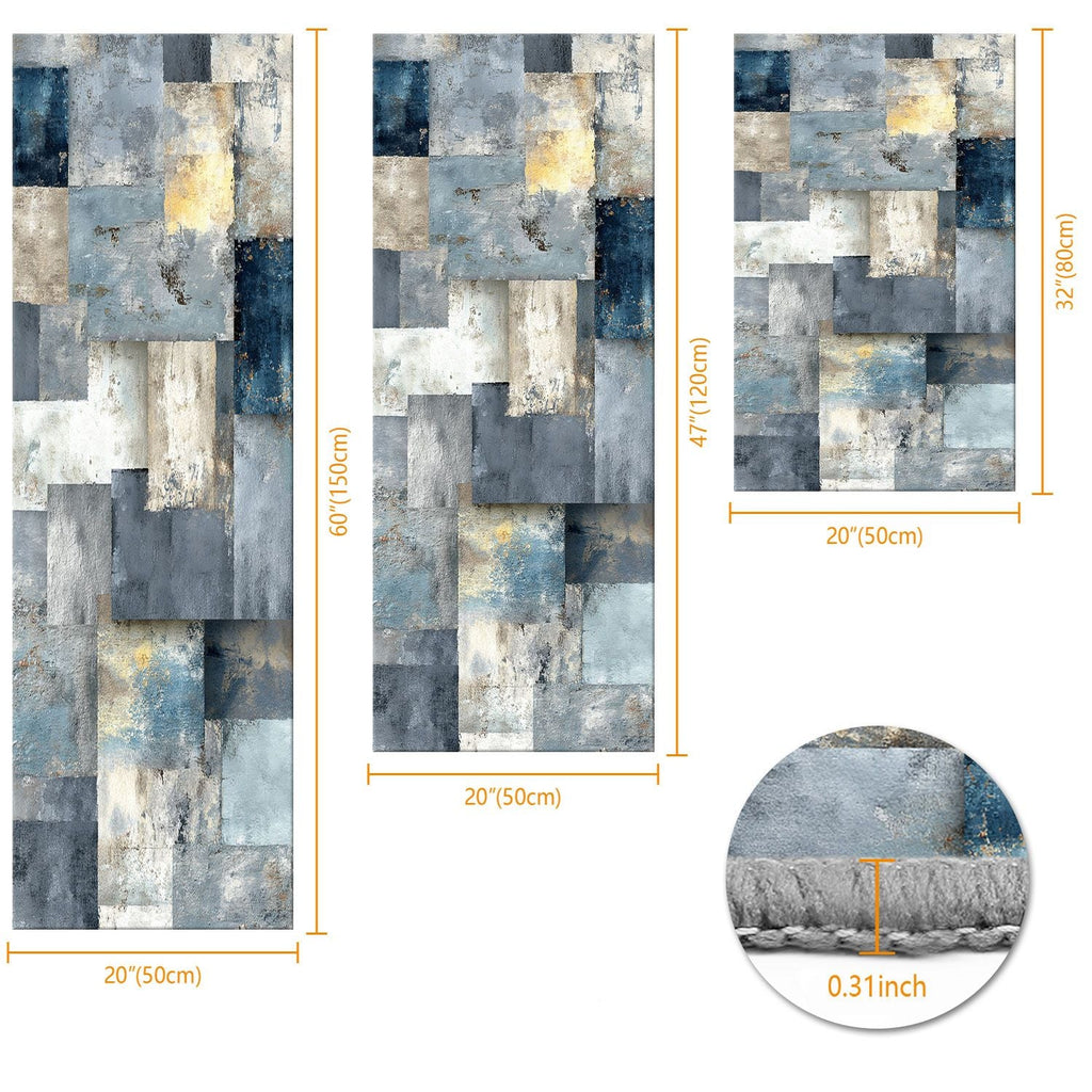 Three-piece kitchen rug set, non-slip and washable, abstract pattern kitchen hallway rug, soft and comfortable, suitable for sinks, floors, entrances, hallways and bathrooms. - Cool Brand Designs
