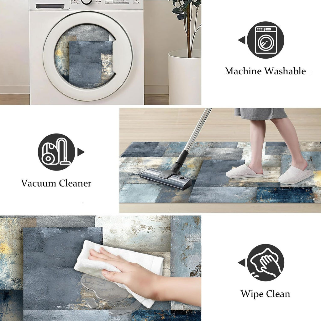 Three-piece kitchen rug set, non-slip and washable, abstract pattern kitchen hallway rug, soft and comfortable, suitable for sinks, floors, entrances, hallways and bathrooms. - Cool Brand Designs