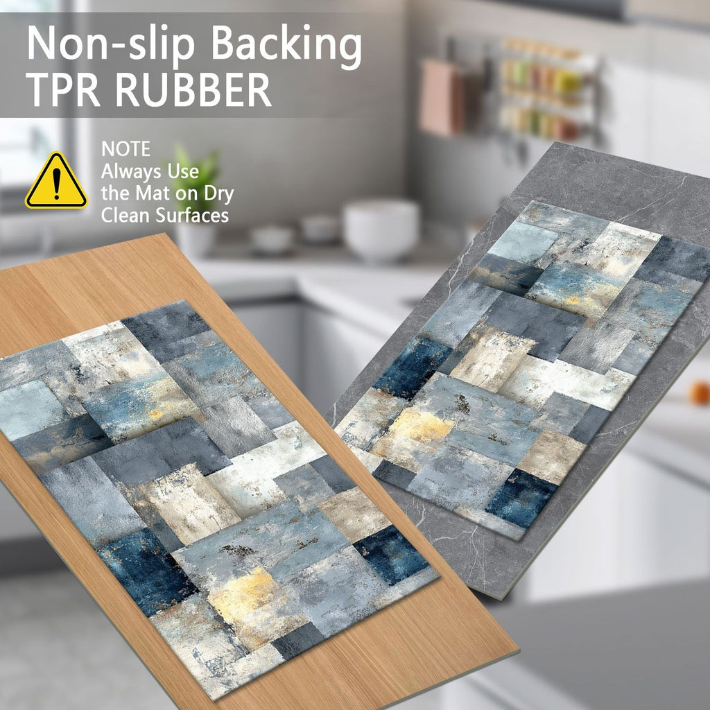 Three-piece kitchen rug set, non-slip and washable, abstract pattern kitchen hallway rug, soft and comfortable, suitable for sinks, floors, entrances, hallways and bathrooms. - Cool Brand Designs