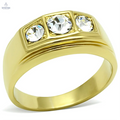 TK119G - IP Gold(Ion Plating) Stainless Steel Ring with Top Grade Crystal in Clear - Cool Brand Designs