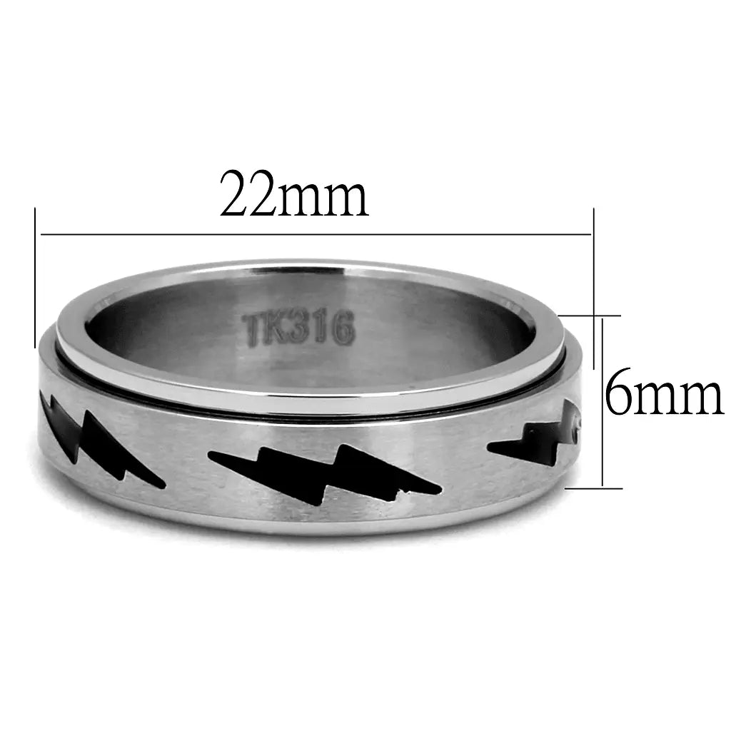 TK2926 - High polished (no plating) Stainless Steel Ring with Epoxy in Jet - Cool Brand Designs