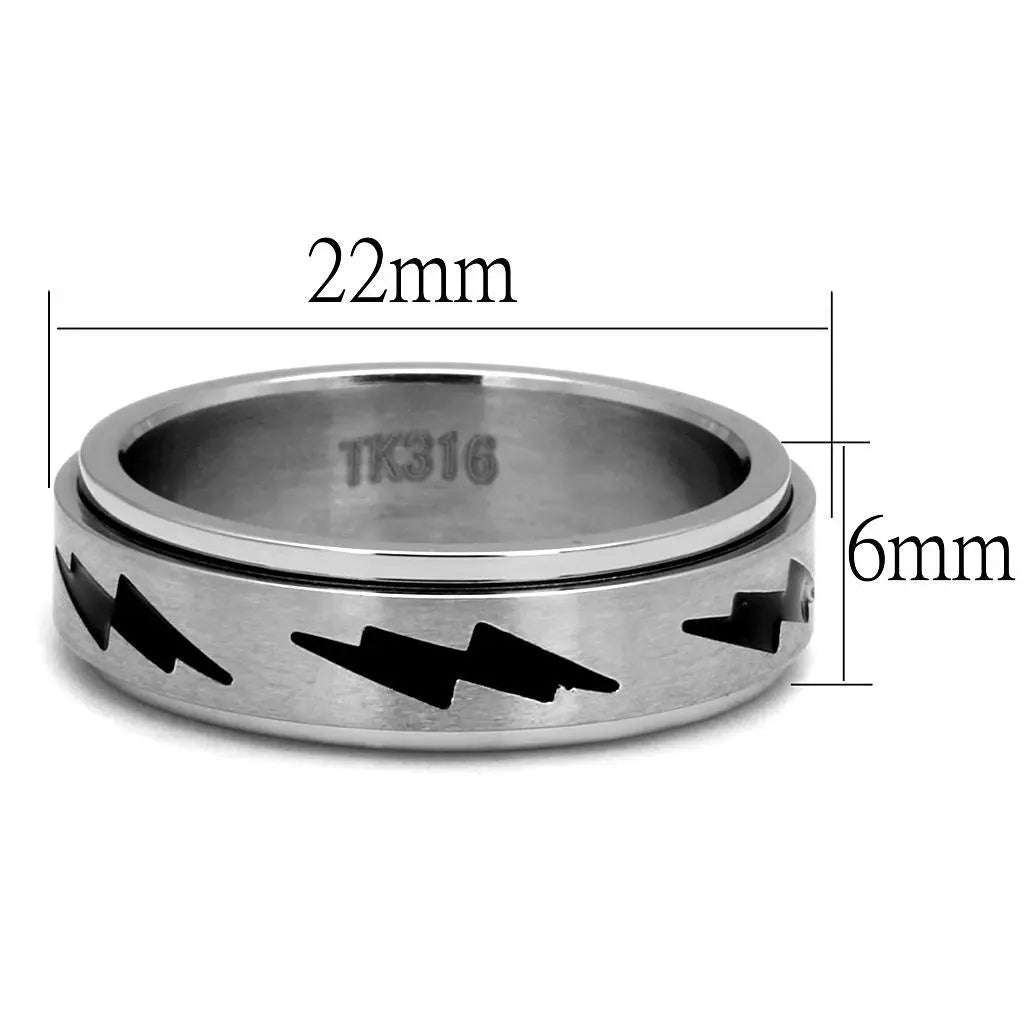 TK2926 - High polished (no plating) Stainless Steel Ring with Epoxy in Jet - Cool Brand Designs