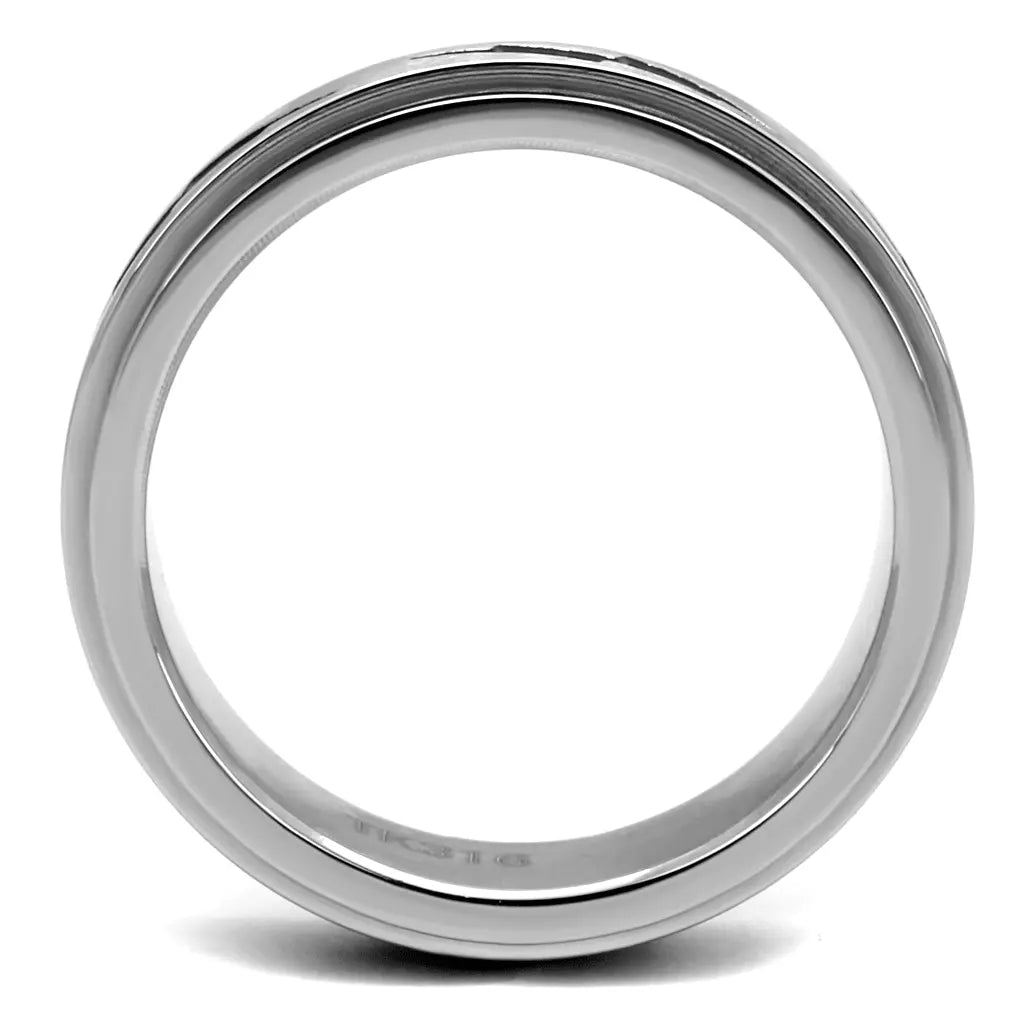 TK2926 - High polished (no plating) Stainless Steel Ring with Epoxy in Jet - Cool Brand Designs