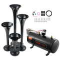 Train Horns Kit, 4 Trumpet Air Horn Kit, 150dB Train Horns for Pickup Trucks, 12V 120 psi Air Compressor 0.8 Gal/3 L Tank with Gauge for Any 12V Vehicle Car Truck Train Van Boat VEVOR