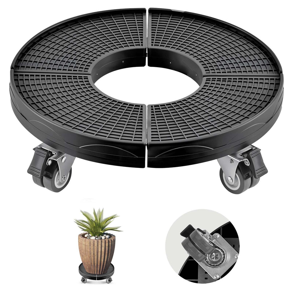 Trash Can Dolly with 4 Lockable Wheels, 440lbs Weight Capacity, Round Trash Can Roller Base, 15-22.8 in Adjustable, Heavy Duty Drum Dolly Plant Caddy, Multi-Functional Rolling Dolly Cart, Black - Cool Brand Designs