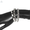 U.S. High Fashion Mixed Chains Design Women Alloy Costume Bracelet Set - Platinum - Cool Brand Designs