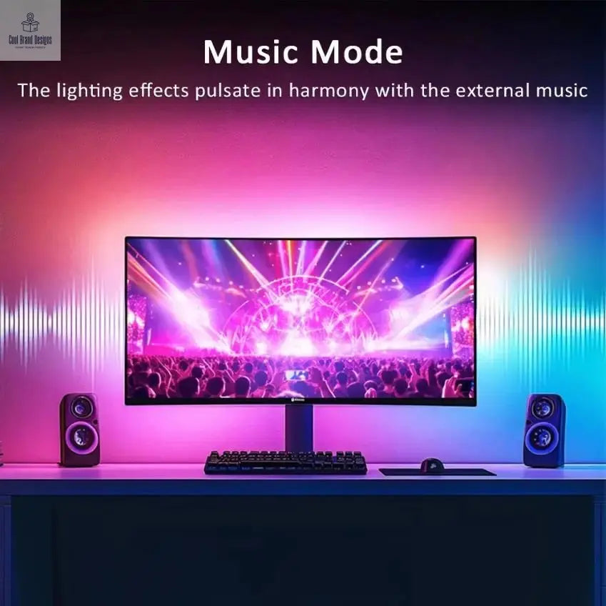 USB RGBIC LED Strip Lights for PC Monitor, App Controlled Gaming Backlight with Music Sync, 24 to 34 Inch Computer Screen LED Lighting for Gaming Room Decor - Cool Brand Designs
