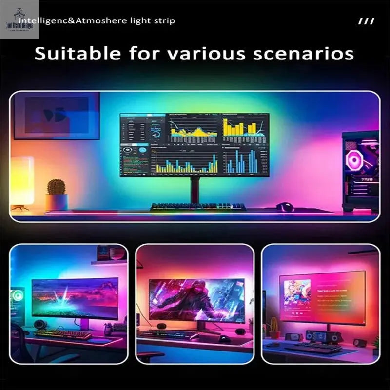 USB RGBIC LED Strip Lights for PC Monitor, App Controlled Gaming Backlight with Music Sync, 24 to 34 Inch Computer Screen LED Lighting for Gaming Room Decor - Cool Brand Designs