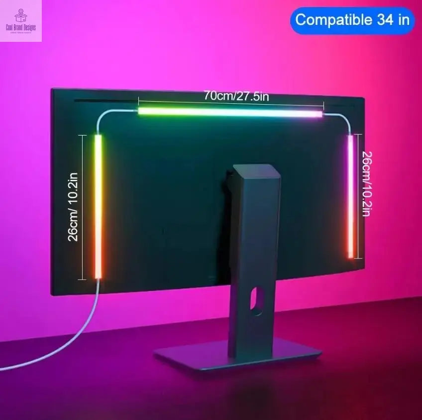 USB RGBIC LED Strip Lights for PC Monitor, App Controlled Gaming Backlight with Music Sync, 24 to 34 Inch Computer Screen LED Lighting for Gaming Room Decor - Cool Brand Designs