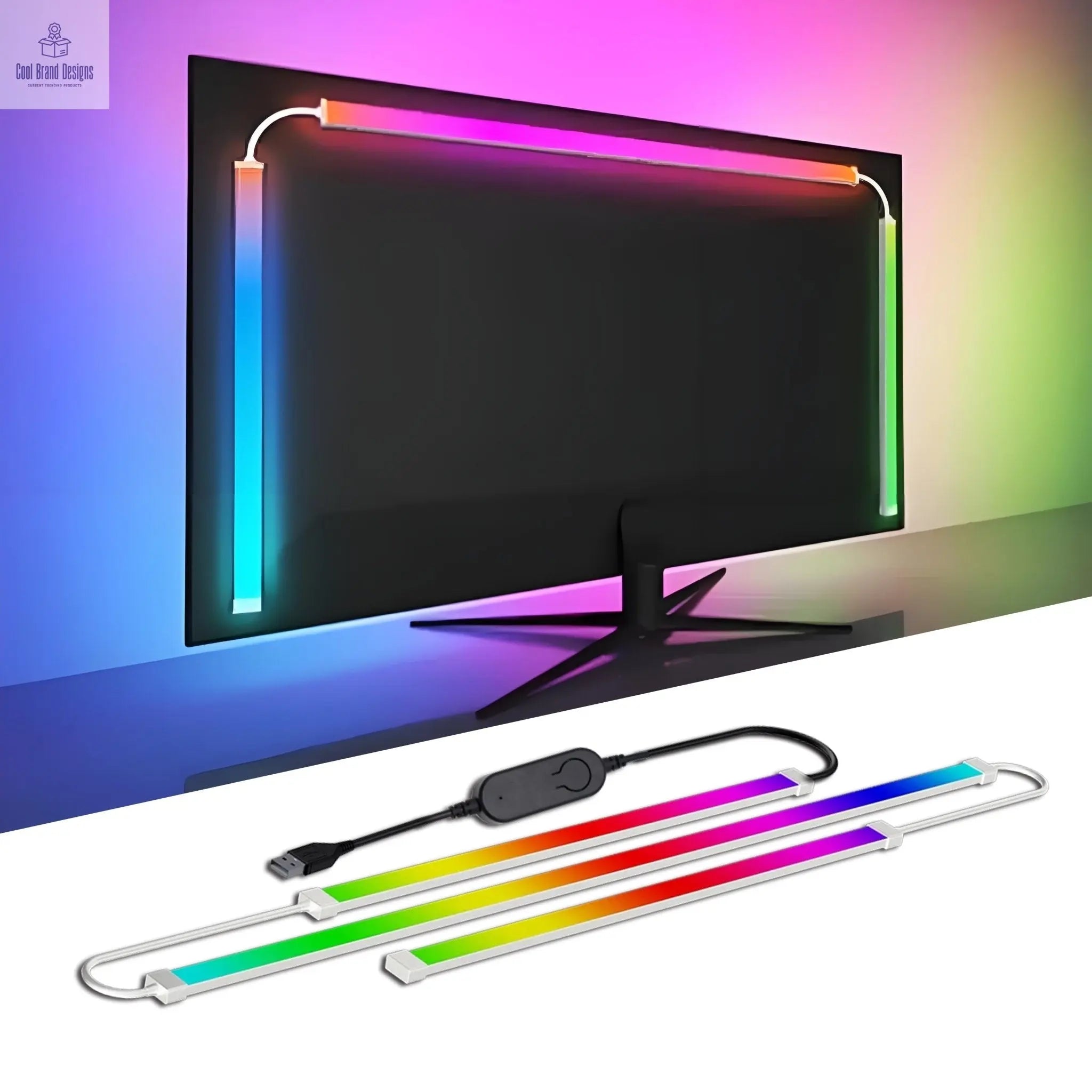 USB RGBIC LED Strip Lights for PC Monitor, App Controlled Gaming Backlight with Music Sync, 24 to 34 Inch Computer Screen LED Lighting for Gaming Room Decor - Cool Brand Designs