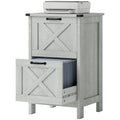 Vertical File Cabinet with 2 Drawers, Rustic Farmhouse Office Storage Cabinet for A4, Letter Size, Distressed Light Gray - Cool Brand Designs
