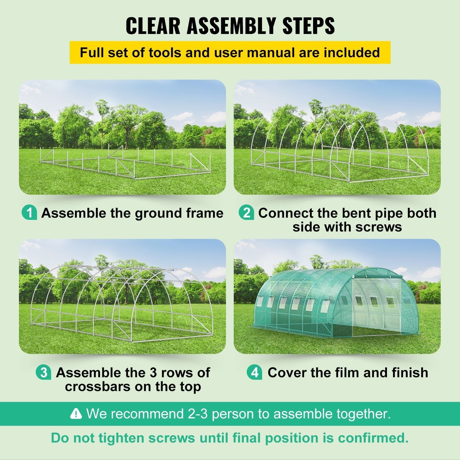 Walk-in Tunnel Greenhouse, 20 x 10 x 7 ft Portable Plant Hot House with Galvanized Steel Hoops, 3 Top Beams, Diagonal Poles, 2 Zippered Doors & 12 Roll-up Windows, Green - Cool Brand Designs