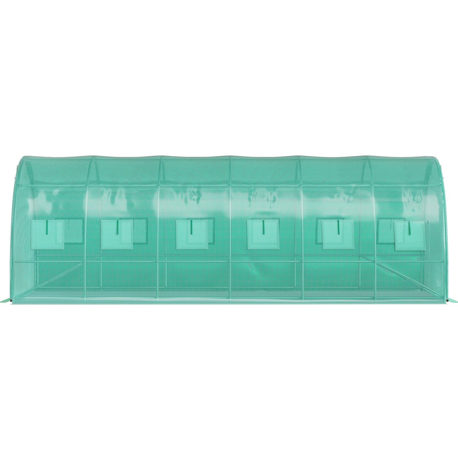 Walk-in Tunnel Greenhouse, 20 x 10 x 7 ft Portable Plant Hot House with Galvanized Steel Hoops, 3 Top Beams, Diagonal Poles, 2 Zippered Doors & 12 Roll-up Windows, Green - Cool Brand Designs