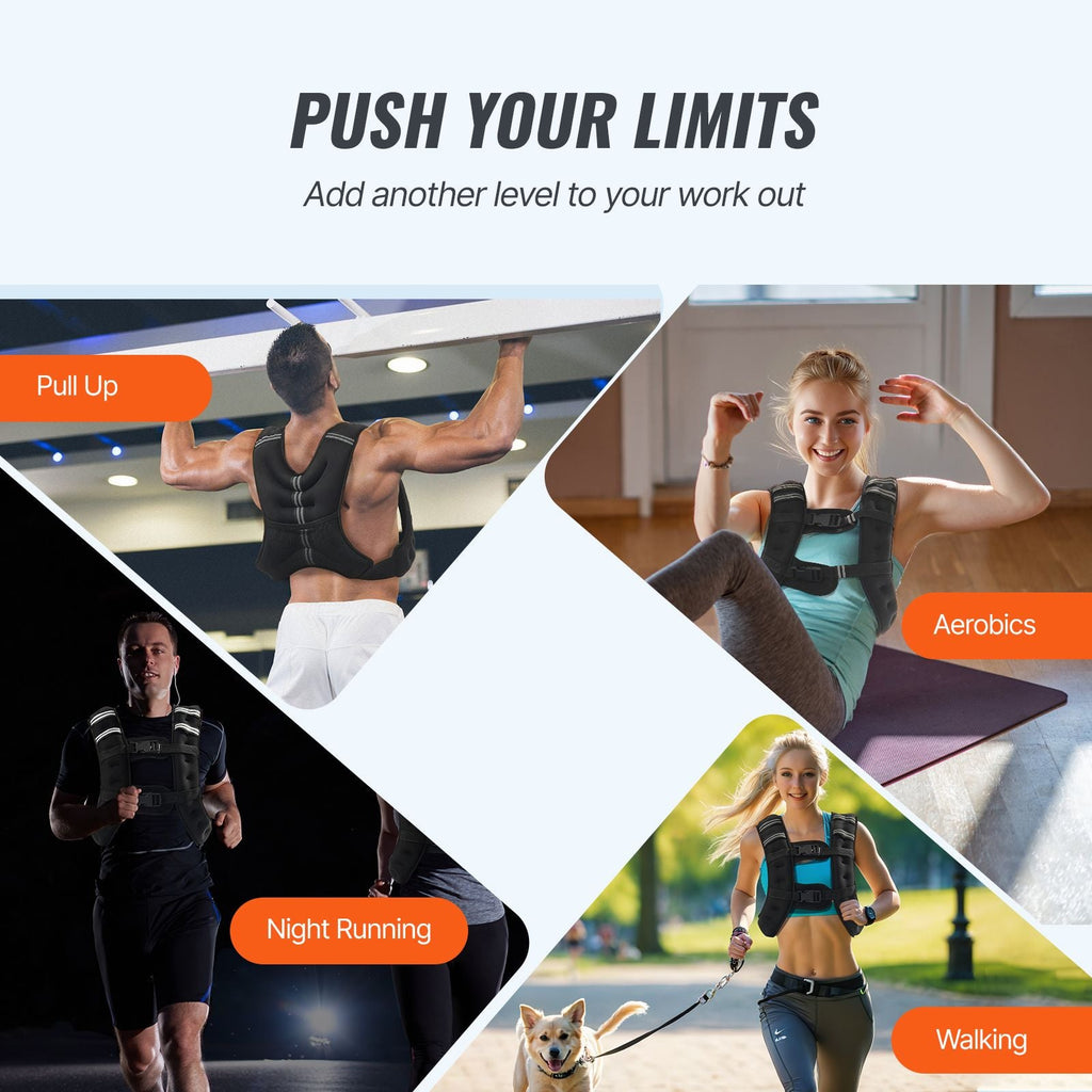 Weighted Vest, 16 lbs Weight Vest with Reflective Stripe, Adjustable Buckle Body Weight Vest for Men Women, Workout Equipment for Strength Training, Running, Jogging, Fitness, and Weight Loss - Cool Brand Designs