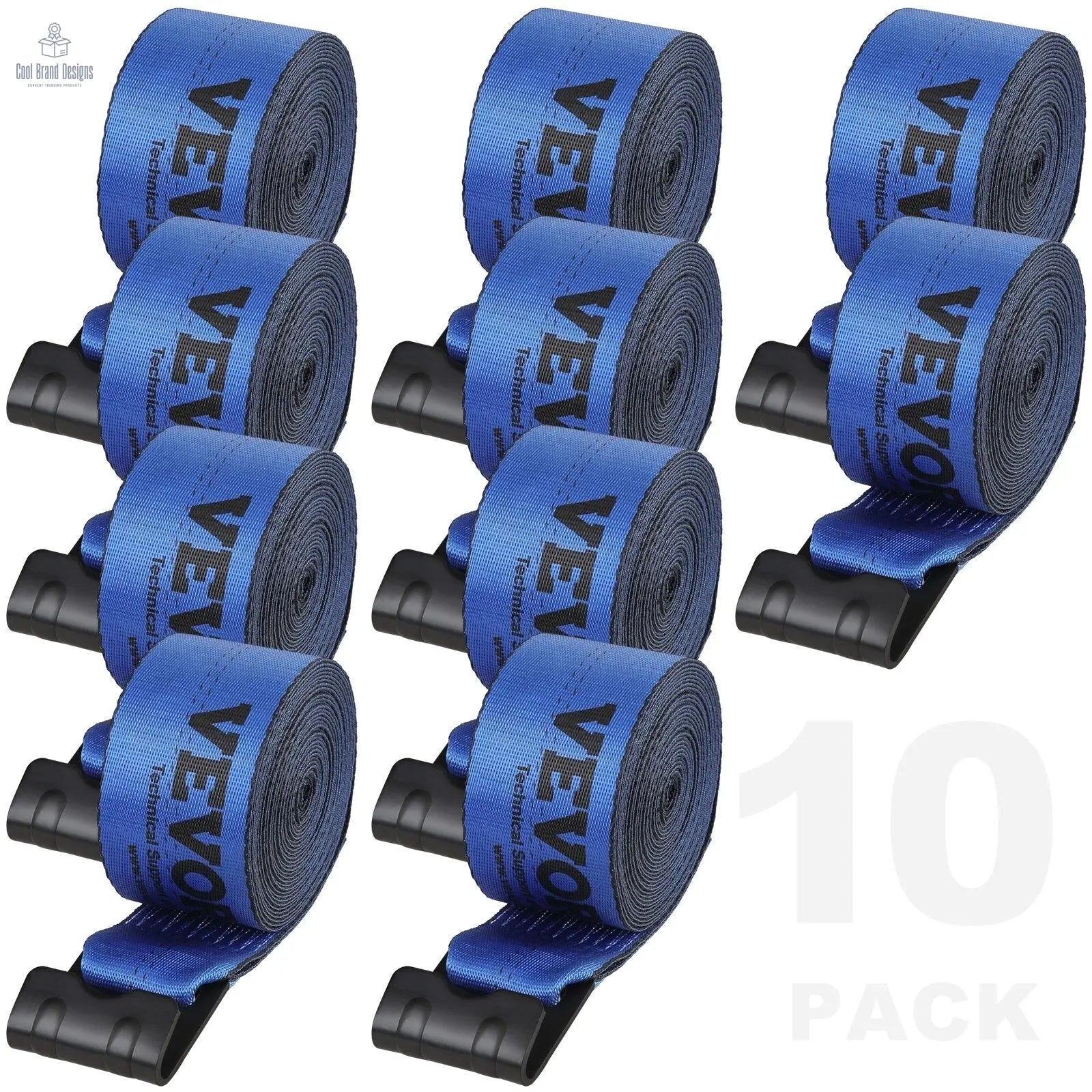 Winch Straps, 4" x 30', 6000 lbs Load Capacity, 18000 lbs Breaking Strength, Truck Straps with Flat Hook, Flatbed Tie Downs Cargo Control for Trailers, Farms, Rescues, Tree Saver, Blue (10 Pack) - Cool Brand Designs