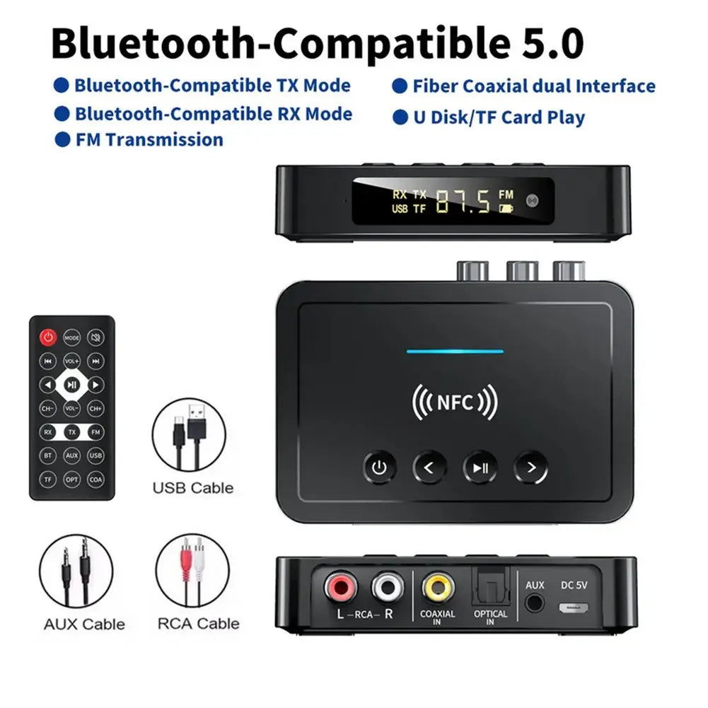 Wireless Audio Transmitter LED Digital Display Aux Rca Spdif Connection Adapter Fm Transmitter Black - Cool Brand Designs