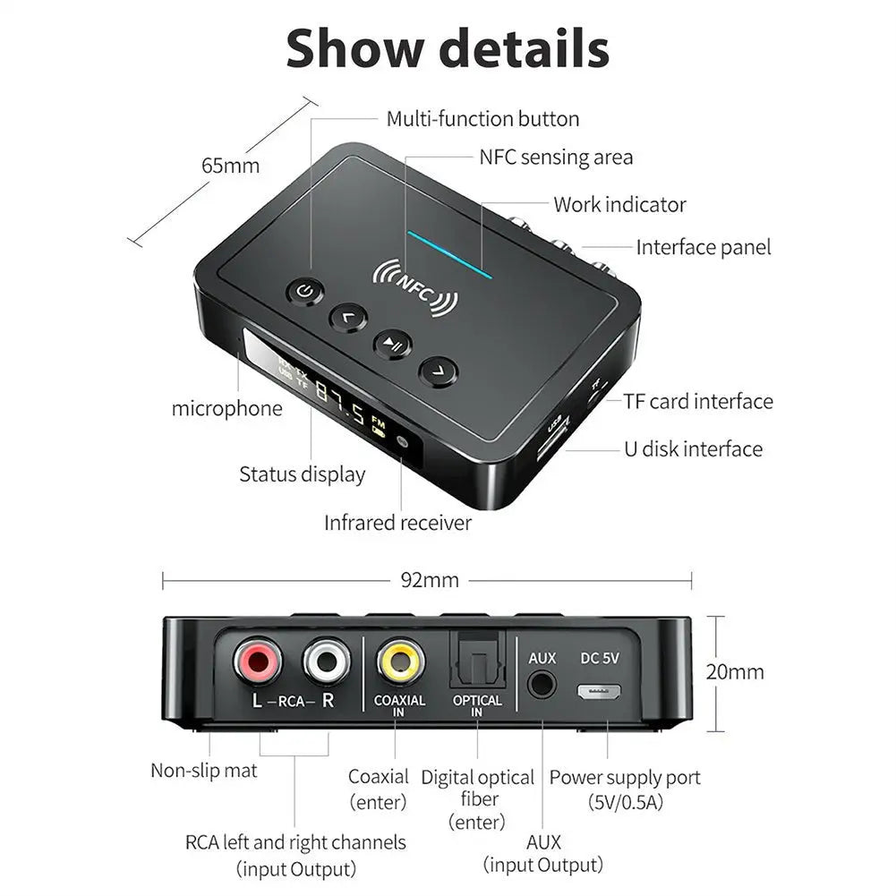 Wireless Audio Transmitter LED Digital Display Aux Rca Spdif Connection Adapter Fm Transmitter Black - Cool Brand Designs