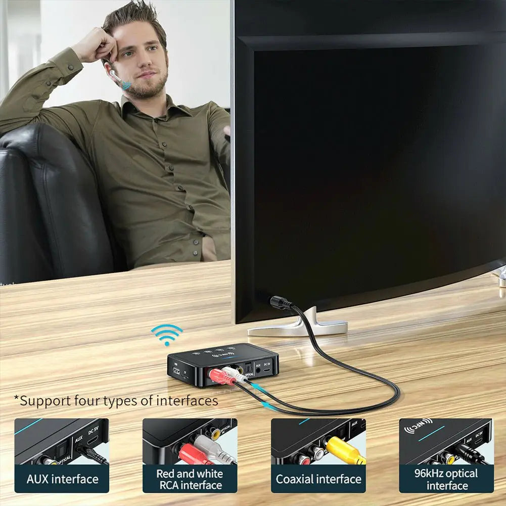 Wireless Audio Transmitter LED Digital Display Aux Rca Spdif Connection Adapter Fm Transmitter Black - Cool Brand Designs