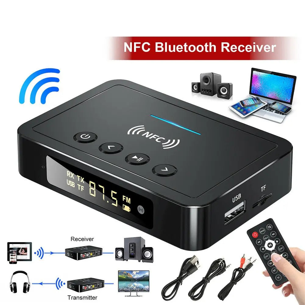 Wireless Audio Transmitter LED Digital Display Aux Rca Spdif Connection Adapter Fm Transmitter Black - Cool Brand Designs
