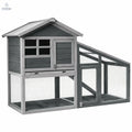 Wooden 56.5 Inch Length Rabbit Hutch with Pull out Tray and Ramp - Color: Gray - Cool Brand Designs
