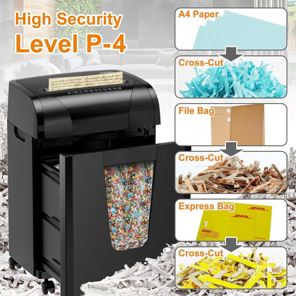 Woolsche Paper Shredder, 18-Sheet Cross Cut with 18 Liters Pull Out Bin, P-4 Security Level, Shred Paper and Credit Card, Durable&Fast with Auto Jam Proof System Shredder for Office - Cool Brand Designs