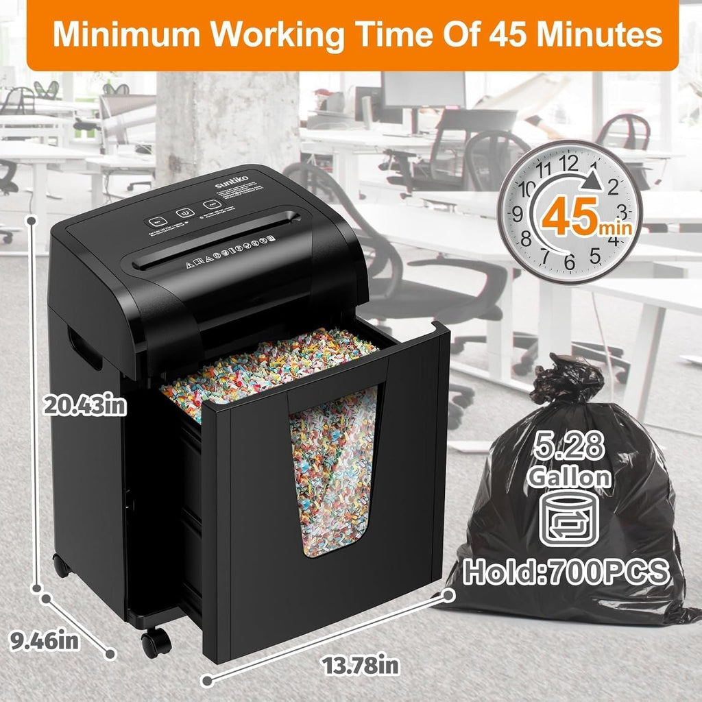 Woolsche Paper Shredder, 18-Sheet Cross Cut with 18 Liters Pull Out Bin, P-4 Security Level, Shred Paper and Credit Card, Durable&Fast with Auto Jam Proof System Shredder for Office - Cool Brand Designs