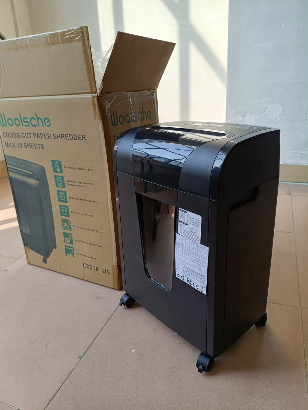 Woolsche Paper Shredder, 18-Sheet Cross Cut with 18 Liters Pull Out Bin, P-4 Security Level, Shred Paper and Credit Card, Durable&Fast with Auto Jam Proof System Shredder for Office - Cool Brand Designs